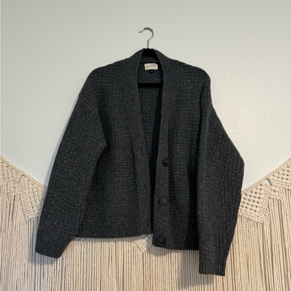 Grey button closure sweater